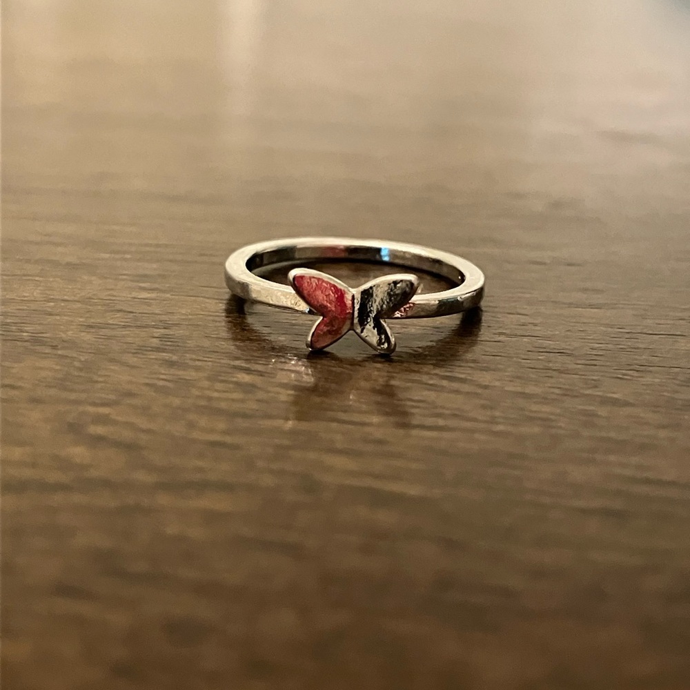 Silver Butterfly Charm Ring